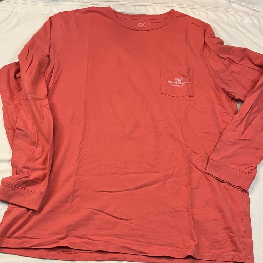 Vineyard Vines Wrightsville Beach coral long sleeve tee